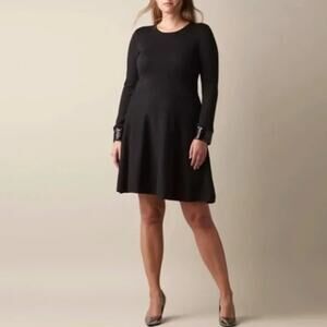 Jason Wu Ribbed Black Skater Sweater Dress in Black Sequin Cuffs Large NYE LBD